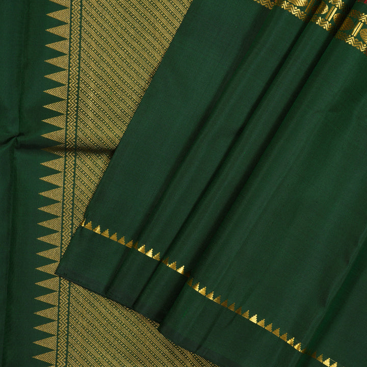 Hayagrivas Handloom Red Kanjivaram Silk Saree with Bottle Green Border KBE1469J22-1