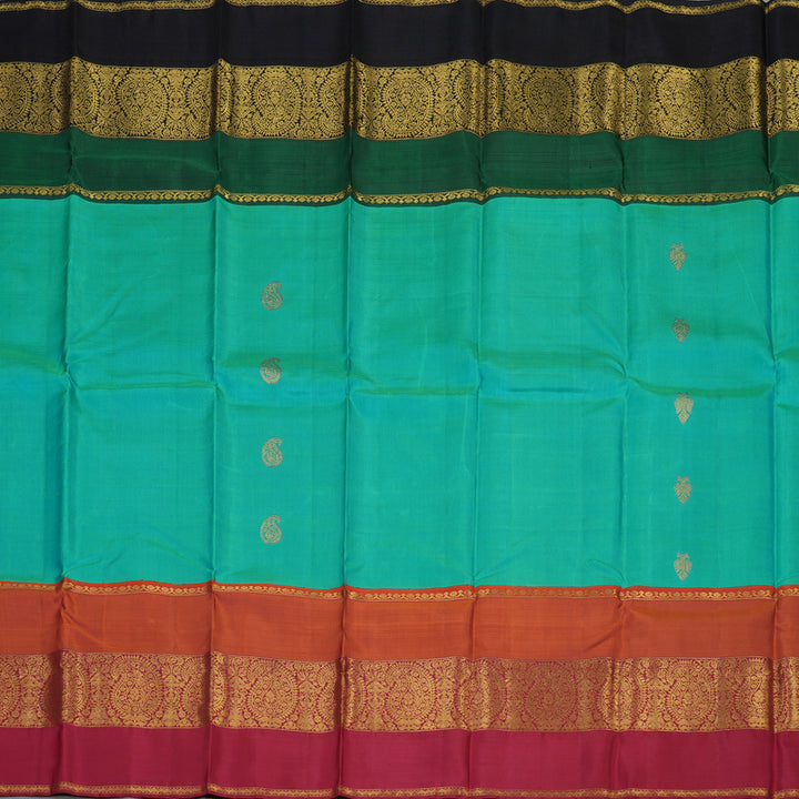 Hayagrivas Handloom Dual Tone (Sky Blue & Green) Kanjivaram Silk Saree with Ganga Jamuna Border KBE1469J24-1
