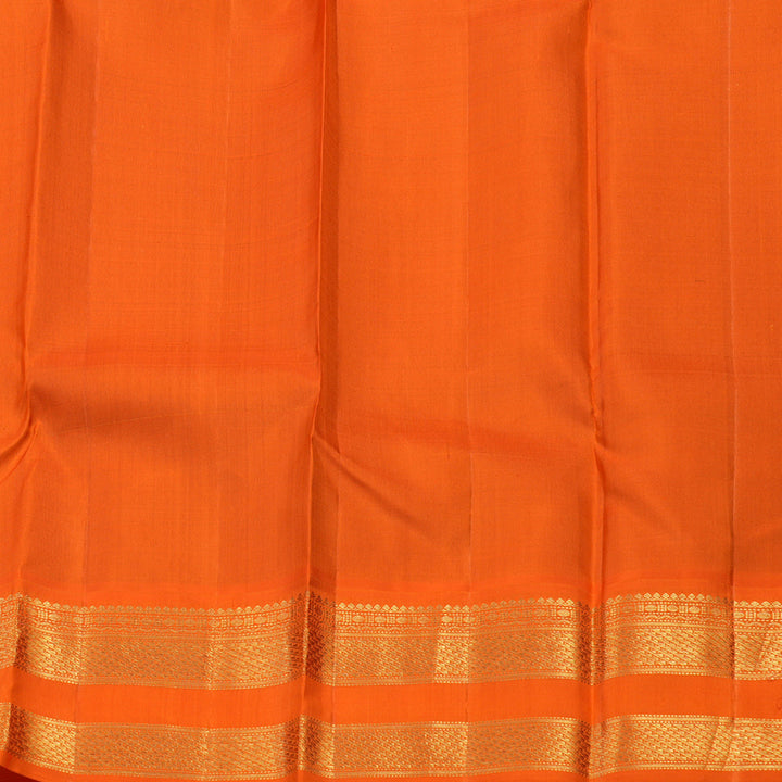 Hayagrivas Handloom Violet Kanjivaram Silk Saree with Orange border KBE1469J5-1