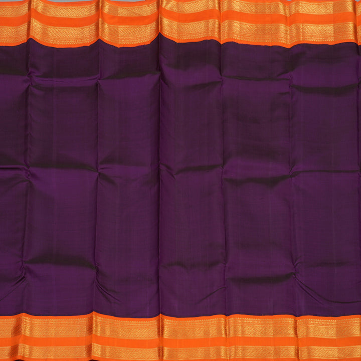 Hayagrivas Handloom Violet Kanjivaram Silk Saree with Orange border KBE1469J5-1