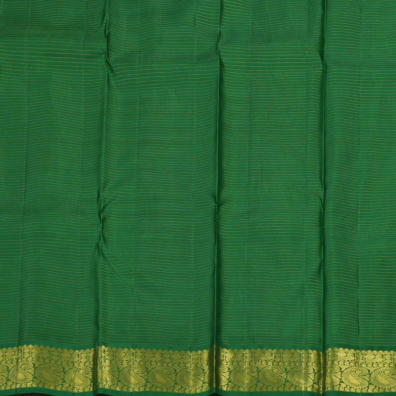 Hayagrivas Handloom Half White Kanjivaram Silk Saree with Dark Green Border KBE146D11-1