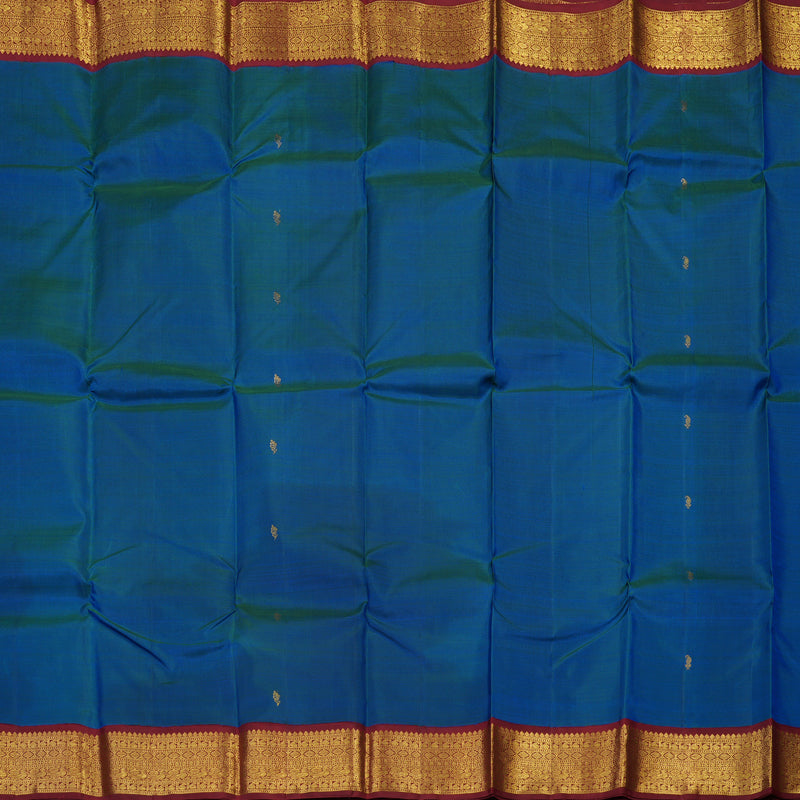 Hayagrivas Handloom Pure Kanjivaram Silk Saree in Radiant Peacock Blue KBE146D2-1