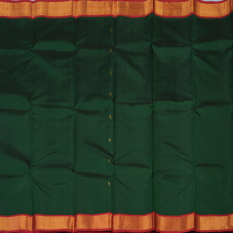 Hayagrivas Handloom Bottle Green Kanjivaram Silk Saree with Red Border KBE146D2-3