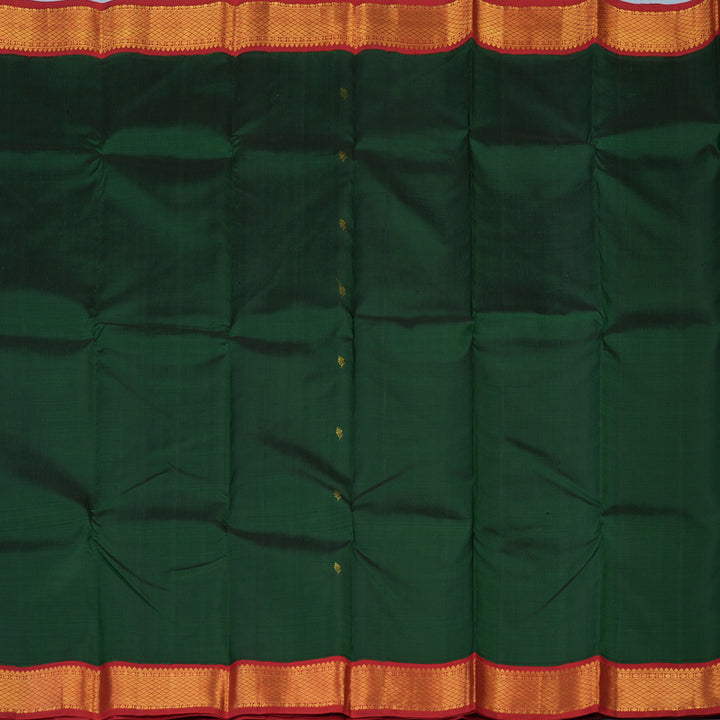 Hayagrivas Handloom Bottle Green Kanjivaram Silk Saree with Red Border KBE146D2-3