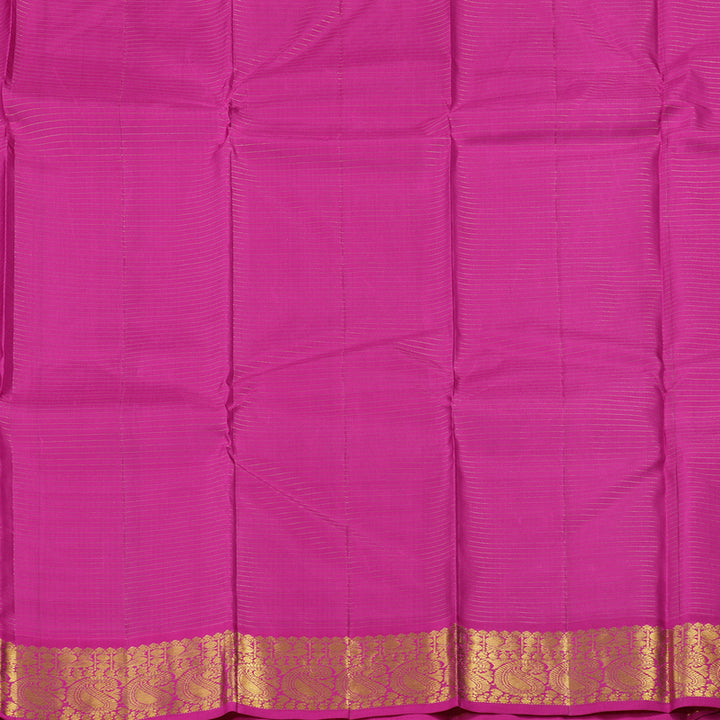 Hayagrivas Handloom Midnight Blue Kanjivaram Silk Saree with Magenta Border KBE146D3-1