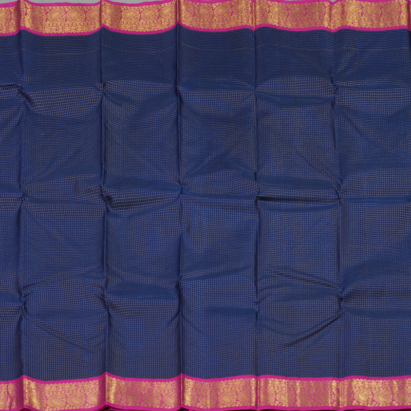 Hayagrivas Handloom Midnight Blue Kanjivaram Silk Saree with Magenta Border KBE146D3-1