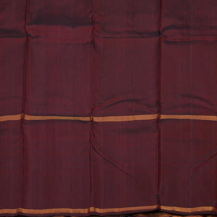 Hayagrivas Handloom Royal Grey Kanjivaram Silk Saree with Araku Maroon Border KBE1470J1-1