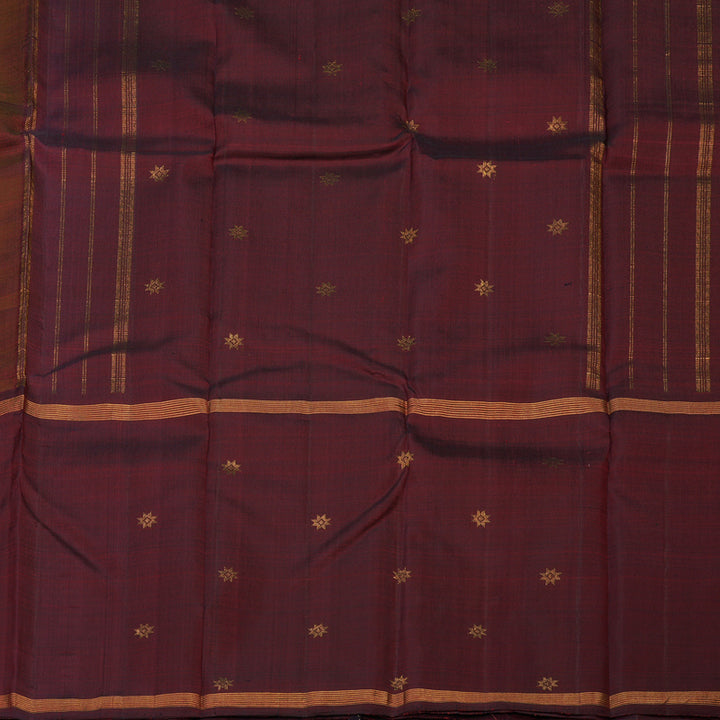 Hayagrivas Handloom Royal Grey Kanjivaram Silk Saree with Araku Maroon Border KBE1470J1-1
