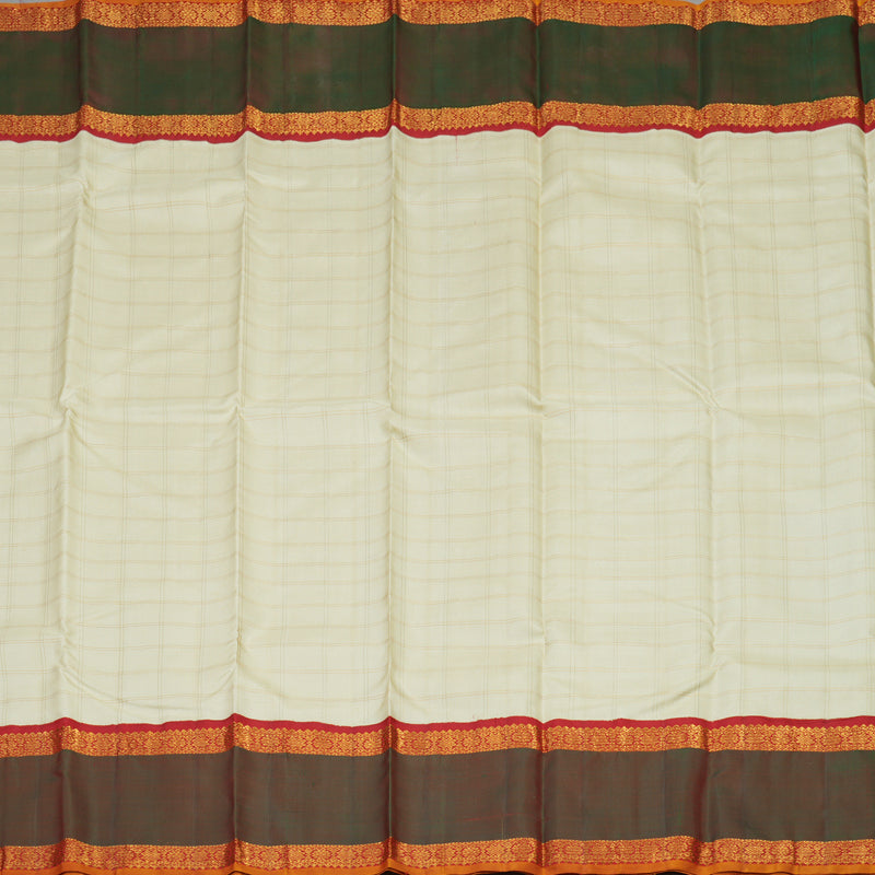 Hayagrivas Handloom Half White Kanjivaram Silk Saree with Manthalir Border KBE1471J1-1