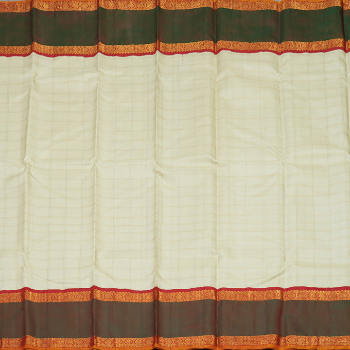 Hayagrivas Handloom Half White Kanjivaram Silk Saree with Manthalir Border KBE1471J1-1