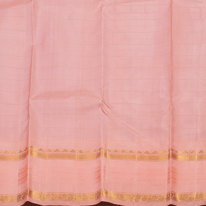 Hayagrivas Handloom Lavendar Kanjivaram Silk Saree with Peach Pink Border KBE1471J4-1