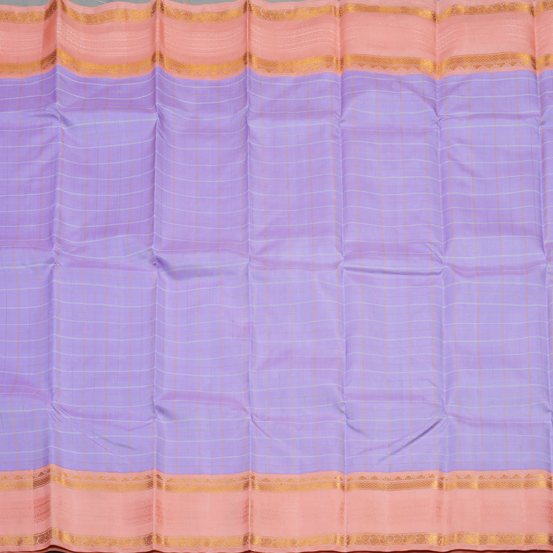 Hayagrivas Handloom Lavendar Kanjivaram Silk Saree with Peach Pink Border KBE1471J4-1