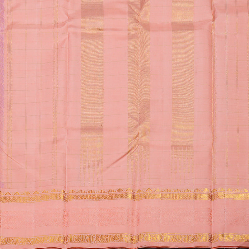 Hayagrivas Handloom Lavendar Kanjivaram Silk Saree with Peach Pink Border KBE1471J4-1