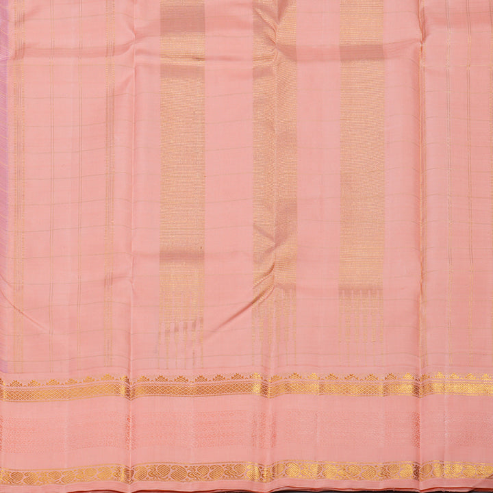 Hayagrivas Handloom Lavendar Kanjivaram Silk Saree with Peach Pink Border KBE1471J4-1