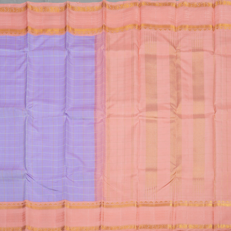 Hayagrivas Handloom Lavendar Kanjivaram Silk Saree with Peach Pink Border KBE1471J4-1
