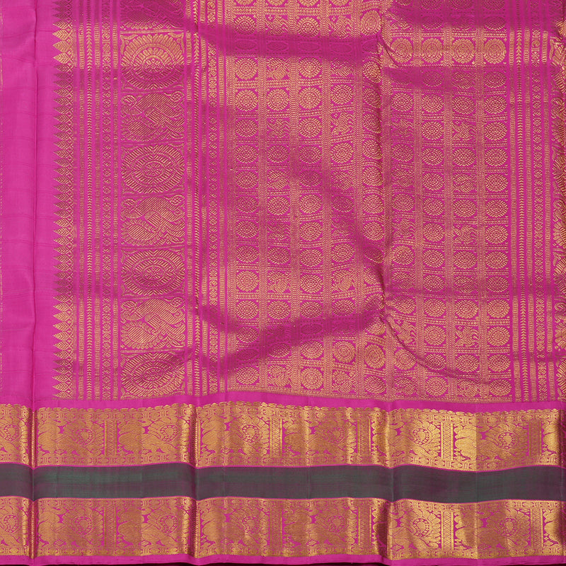 Hayagrivas Handloom Cream Kanjivaram Silk Saree with Magenta border KBE1473J2-1