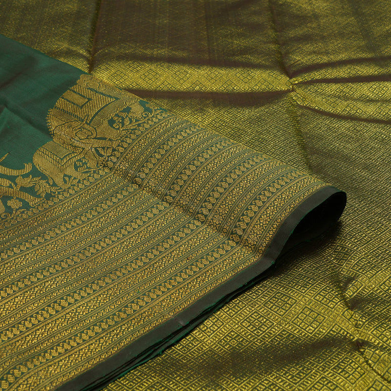 Hayagrivas Handloom Bottle Green Kanjivaram Silk Saree KBE1475J2-1