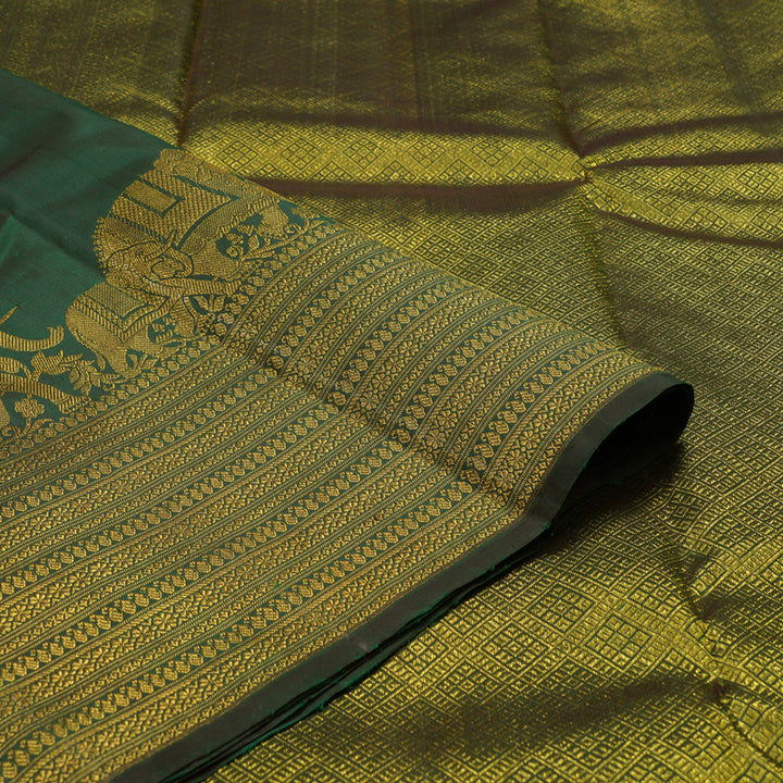 Hayagrivas Handloom Bottle Green Kanjivaram Silk Saree KBE1475J2-1