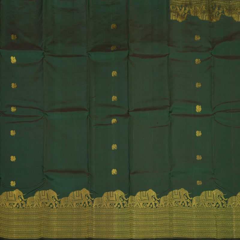 Hayagrivas Handloom Bottle Green Kanjivaram Silk Saree KBE1475J2-1