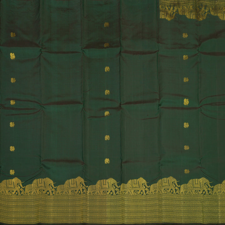 Hayagrivas Handloom Bottle Green Kanjivaram Silk Saree KBE1475J2-1