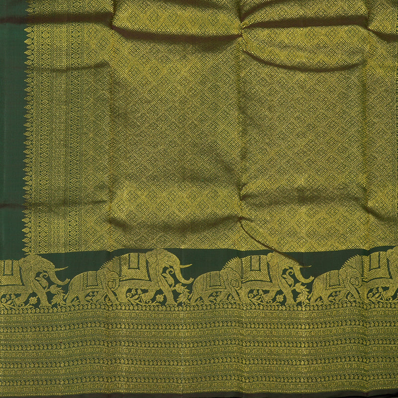 Hayagrivas Handloom Bottle Green Kanjivaram Silk Saree KBE1475J2-1