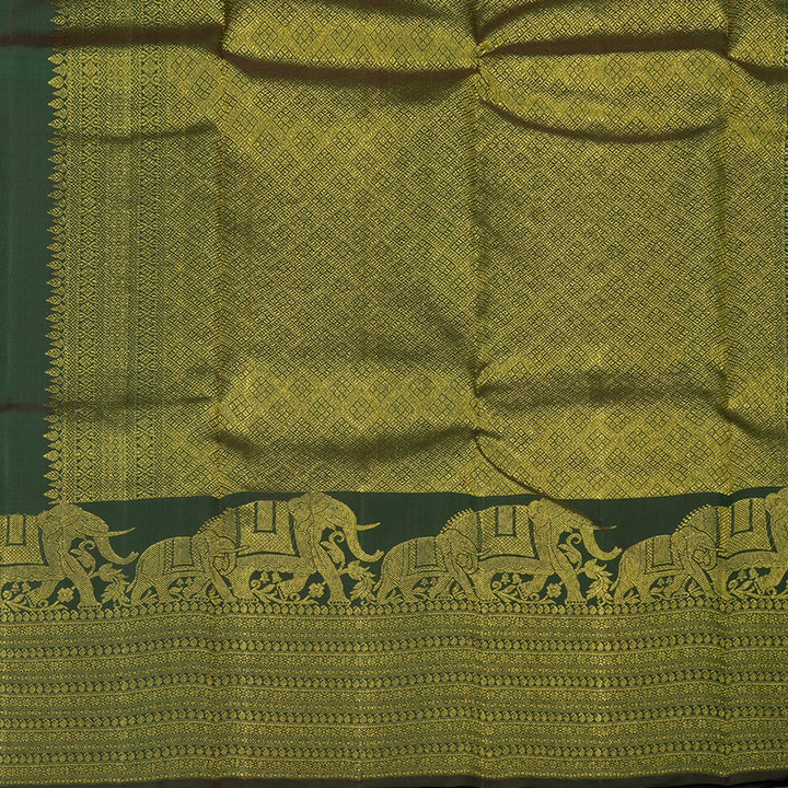 Hayagrivas Handloom Bottle Green Kanjivaram Silk Saree KBE1475J2-1