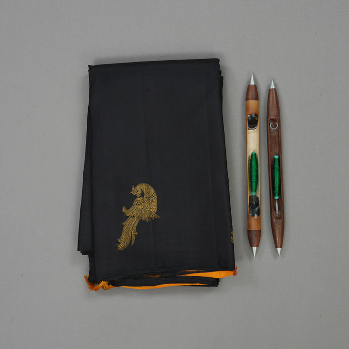 Hayagrivas Handloom Black Kanjivaram Silk Saree KBE1475J5-1