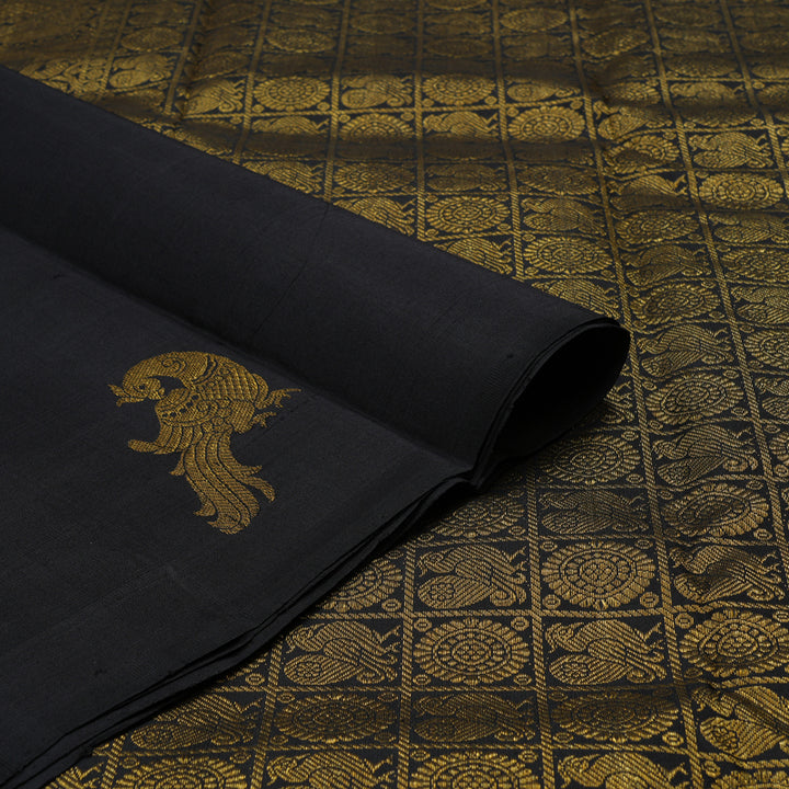 Hayagrivas Handloom Black Kanjivaram Silk Saree KBE1475J5-1
