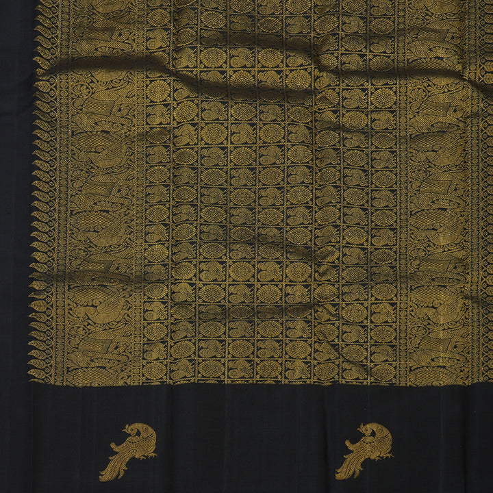 Hayagrivas Handloom Black Kanjivaram Silk Saree KBE1475J5-1