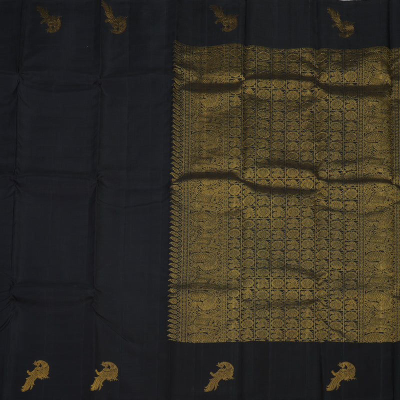 Hayagrivas Handloom Black Kanjivaram Silk Saree KBE1475J5-1