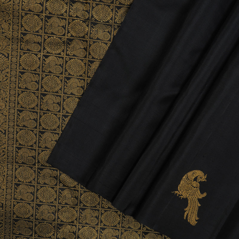 Hayagrivas Handloom Black Kanjivaram Silk Saree KBE1475J5-1