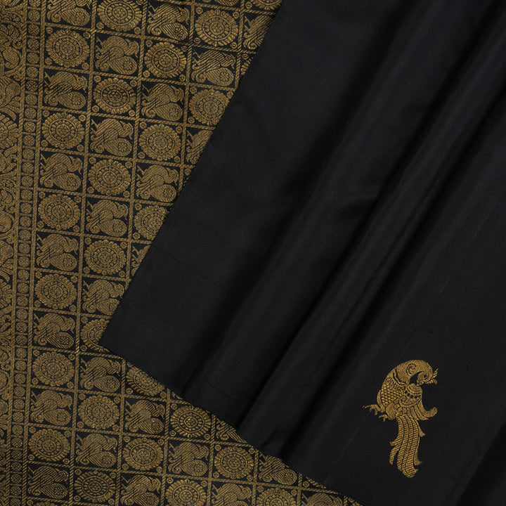 Hayagrivas Handloom Black Kanjivaram Silk Saree KBE1475J5-1