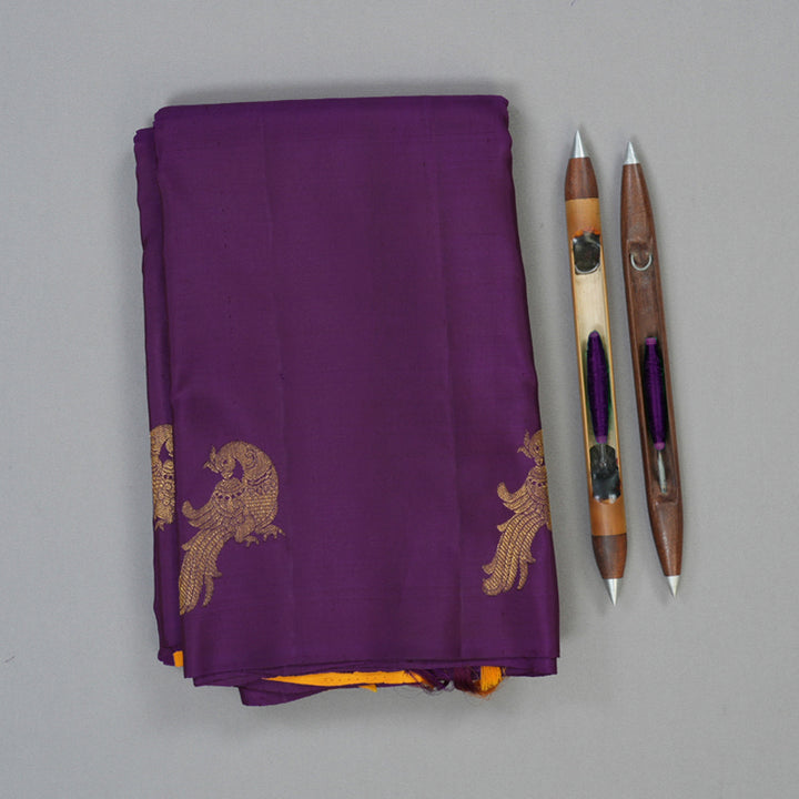 Hayagrivas Handloom Purple Kanjivaram Silk Saree KBE1475J5-3