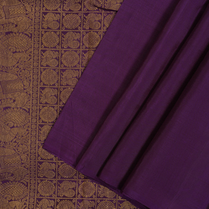 Hayagrivas Handloom Purple Kanjivaram Silk Saree KBE1475J5-3
