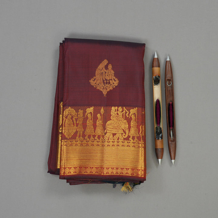 Hayagrivas Handloom Araku Maroon Kanjivaram Silk Saree KBE1475J6-1