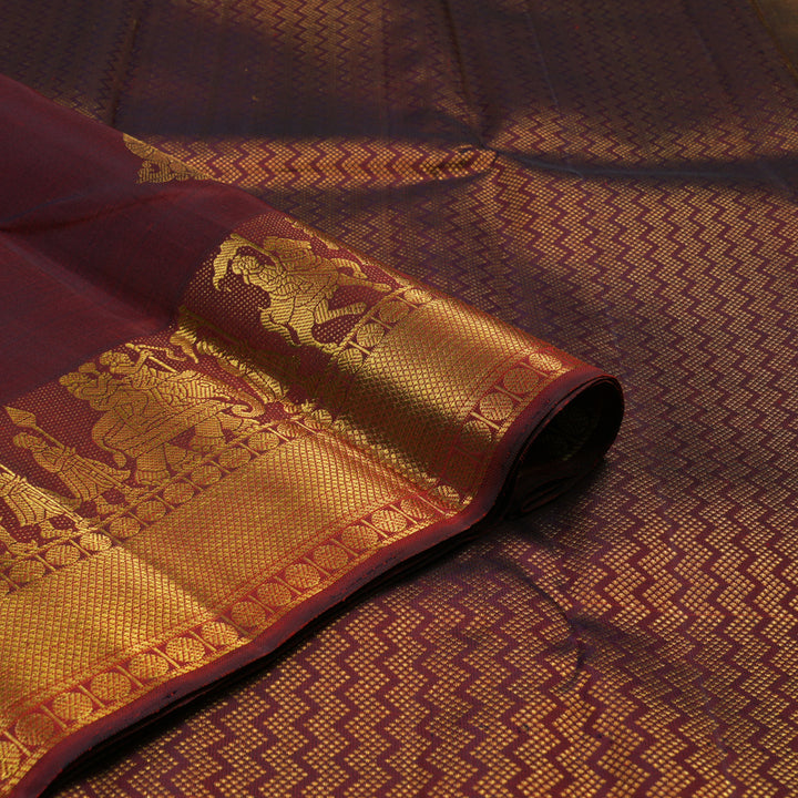 Hayagrivas Handloom Araku Maroon Kanjivaram Silk Saree KBE1475J6-1
