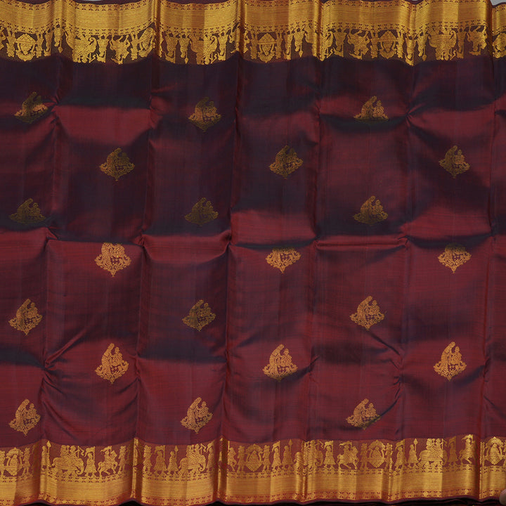 Hayagrivas Handloom Araku Maroon Kanjivaram Silk Saree KBE1475J6-1