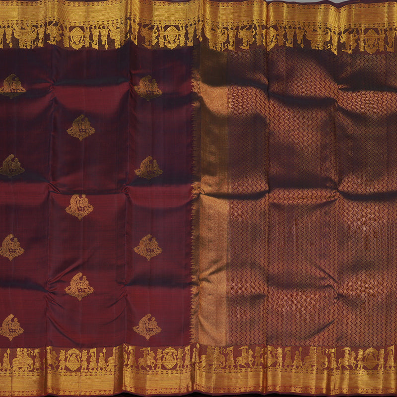 Hayagrivas Handloom Araku Maroon Kanjivaram Silk Saree KBE1475J6-1