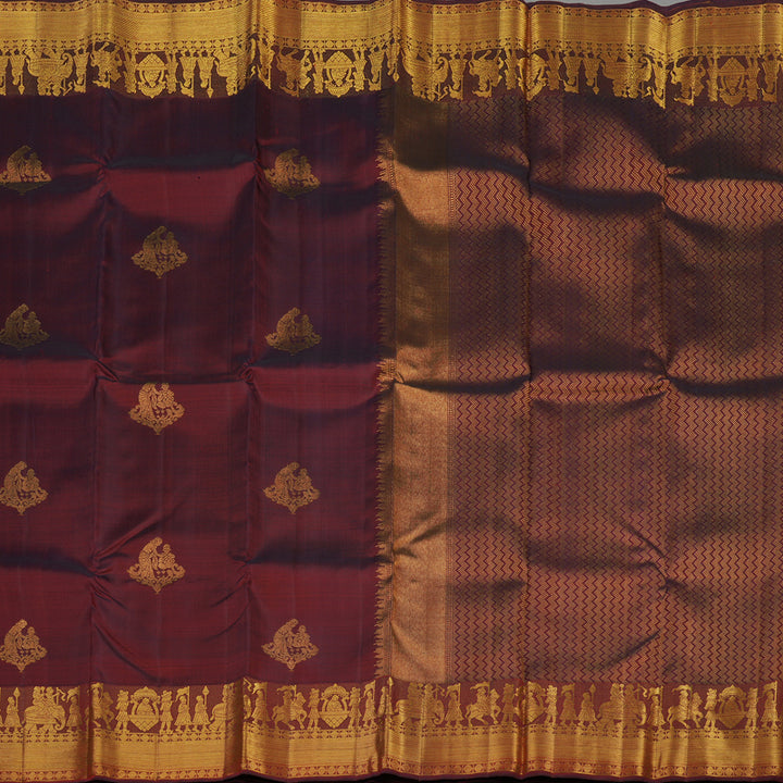 Hayagrivas Handloom Araku Maroon Kanjivaram Silk Saree KBE1475J6-1