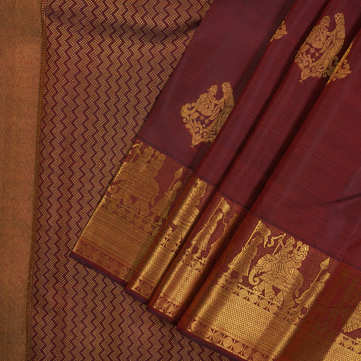 Hayagrivas Handloom Araku Maroon Kanjivaram Silk Saree KBE1475J6-1