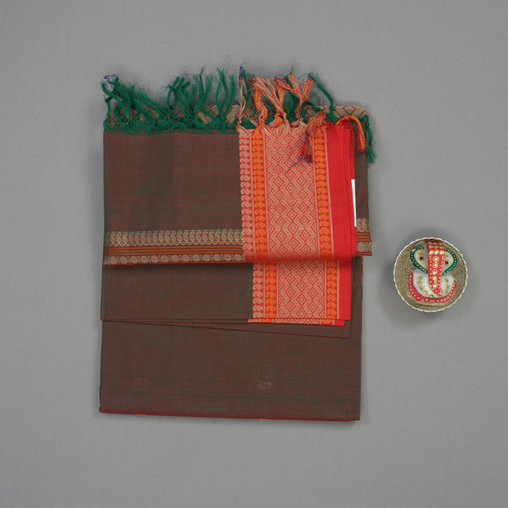 Hayagrivas Manthalir Pure Cotton Saree with Red Border KBE1476J1-2