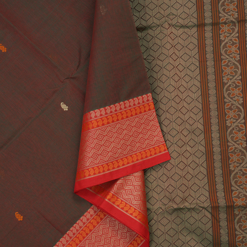 Hayagrivas Manthalir Pure Cotton Saree with Red Border KBE1476J1-2