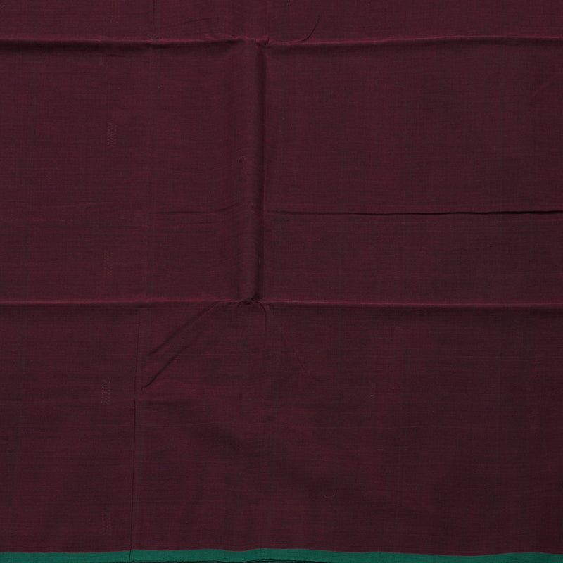 Hayagrivas Araku Maroon Pure Cotton Saree with Green Edging Border KBE1476J11-2