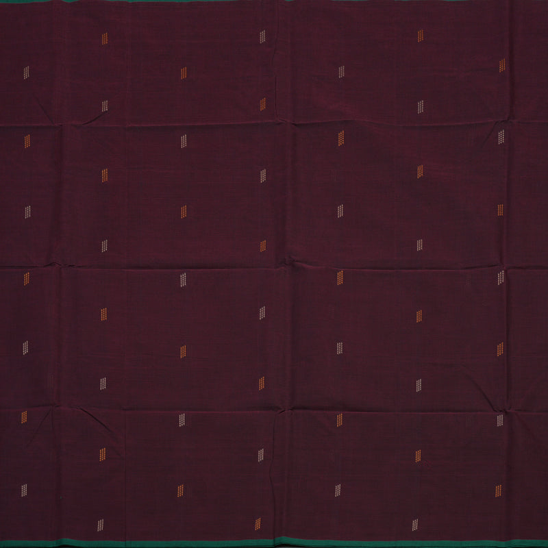 Hayagrivas Araku Maroon Pure Cotton Saree with Green Edging Border KBE1476J11-2