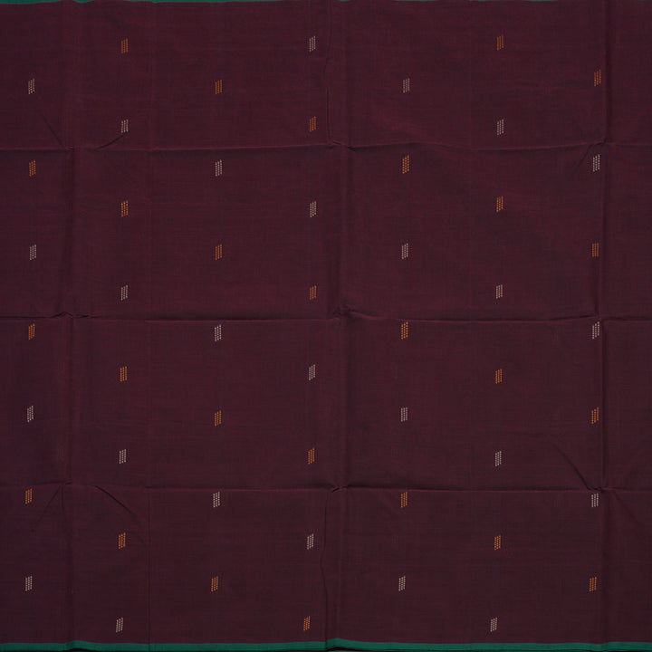 Hayagrivas Araku Maroon Pure Cotton Saree with Green Edging Border KBE1476J11-2