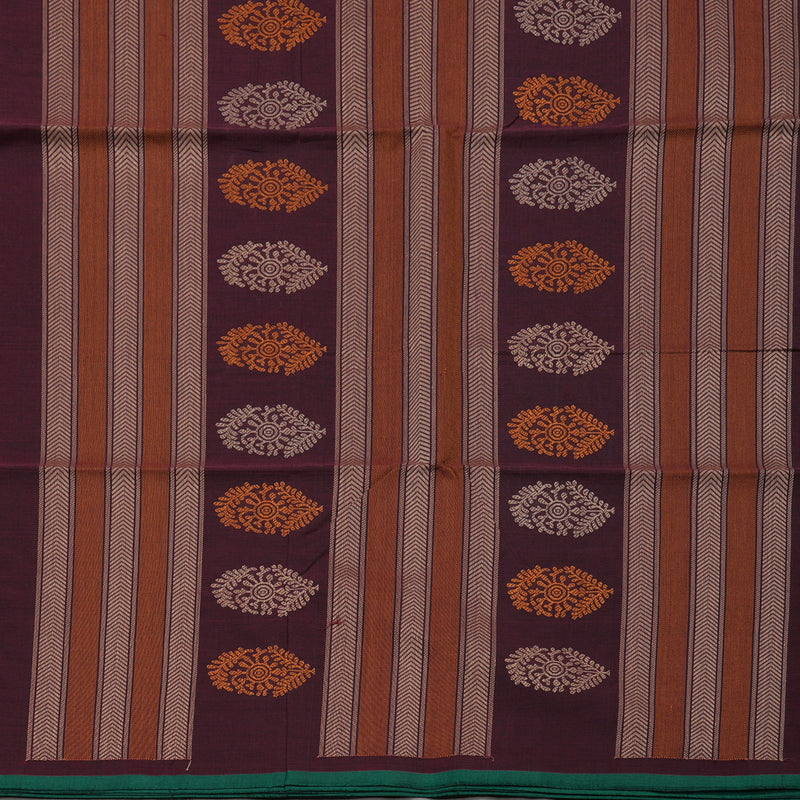 Hayagrivas Araku Maroon Pure Cotton Saree with Green Edging Border KBE1476J11-2