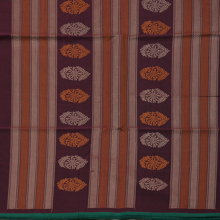 Hayagrivas Araku Maroon Pure Cotton Saree with Green Edging Border KBE1476J11-2