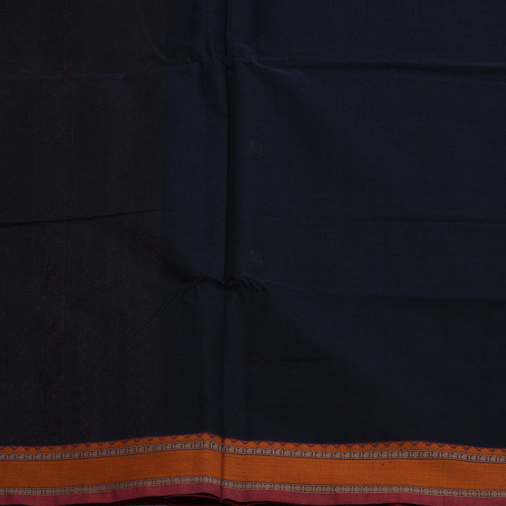 Hayagrivas Navy Blue Pure Cotton Saree with Maroon Border KBE1476J12-1