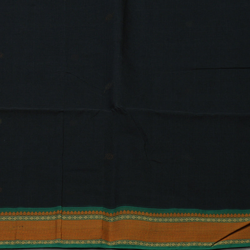 Hayagrivas Black Pure Cotton Saree with Green Border KBE1476J13-1