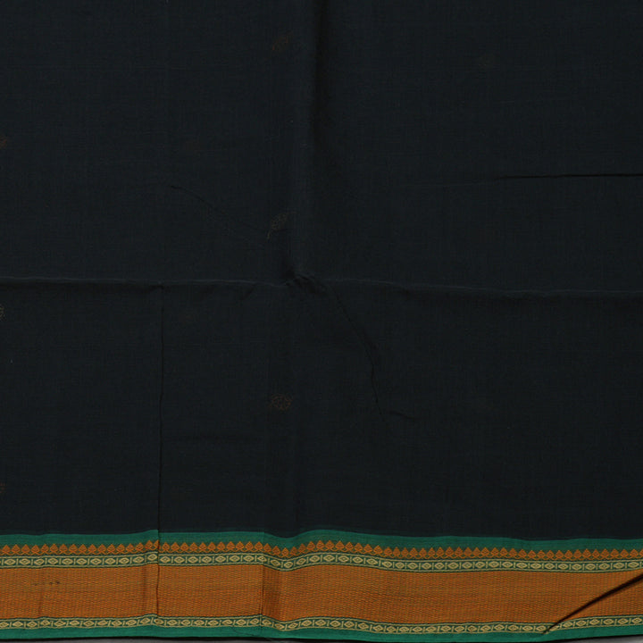 Hayagrivas Black Pure Cotton Saree with Green Border KBE1476J13-1